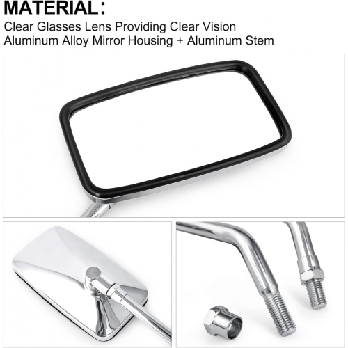 Universal Chrome Motorcycle Mirrors, 10mm Rear View Side Mirrors Handle Bar End 2