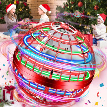 Flying Orb Ball Toy with LED Lights, 360 Rotating Hover Ball for Kids and Adults, Magic Floating Spinner 2023 Red Gift