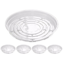 Clear Plastic Plant Saucers for Indoor Plants, Crack Resistant Drainage Trays Protects Surfaces, Pack of 5