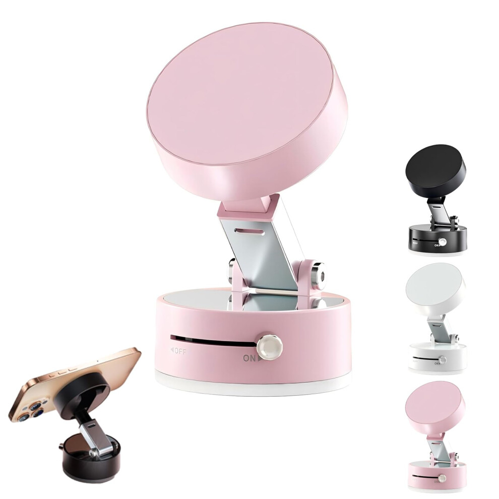 Foldable Magnetic Phone Holder With Vacuum Suction Cup Mount For Car And Home, Universal Stand Pink 9351714752527