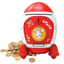 Rocket Money Jar Astronaut Piggy Bank with Large Capacity, Vivid Red Finish, Cute Space Bunny Gift