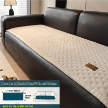 (Off White, 3 Seater28"x71" （70*180cm）) 1pc High Quality Quilted Thickened Plush Sofa Cover Handmade Corduroy Edged Plush