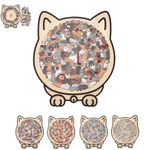 135Piece Wooden Cat Puzzle for Adults, Challenging Animal Shaped Jigsaw with Frame, Creative Gift for Cat Lovers