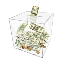 Clear Piggy Bank 7.1 Inch Unbreakable Acrylic Money Saving Jar for Adults and Kids Unopenable Secure Design