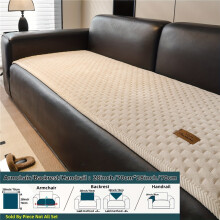 (Off White, Single seat/backrest towel/armrest towel 70*70cm) 1pc High Quality Quilted Thickened Plush Sofa Cover Handmade Corduroy Edged Plush