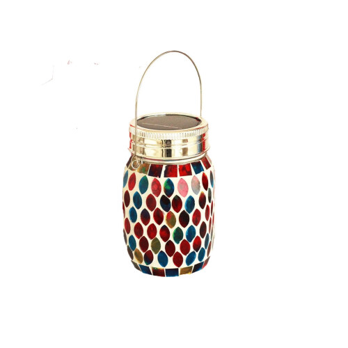Solar Glass Lantern Warm White LED 8hr Runtime 1