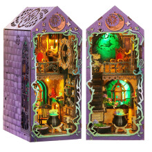 Purple Magic Wizard House Book Nook Kit for Adults DIY 3D Puzzle with LED Light Shelf Decor