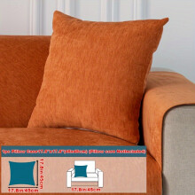 (Orange, Pillow Case 17.8*17.8in (45*45cm)) 1pc Universal All-Season Solid Color Sofa Cover, Full-Wrap Slip-Resistant Protective