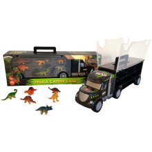 Large Dinosaur Truck Toy Carrying Case for Kids with Educational Dinosaur Figurines and Easy Carry Handle