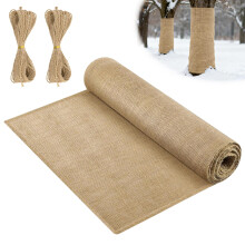 40 x 50 Ft Natural Jute Burlap Fabric Roll for Garden Use, Trees Wrap, Winter Plant Protection, with Twines