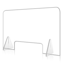 Freestanding Acrylic Sneeze Guard 32 x 24 Inch Clear Plexiglass Shield with  Transparency and Stable Base