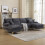(Grey) Sectional U-Shaped Chenille Fabric 6 Seater Sofa 1