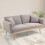 (Grey) Teddy Fabric Adjustable 2-Seater Loveseat Couch with Gold Legs 1