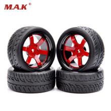 D6NKR 1/10 Scale OnRoad Rubber Tires and Wheels Set for HPI RC Street Cars, Enhanced Pavement Grip