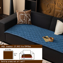(Blue, Armchair 69.85*69.85cm) 1pc Mao Dou Dou Thickened Plush Non-Slip Checkered Quilted Sofa Cover, Comfortable, Soft, and Non