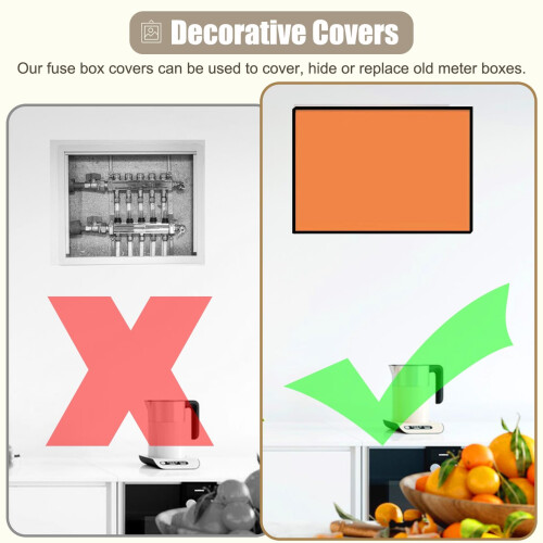 Gray Electrical Panel Cover 40x30cm Solid Wood Front Panel Flip Easy Access Decorative Fuse Box Cover 1