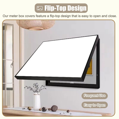 Gray Electrical Panel Cover 40x30cm Solid Wood Front Panel Flip Easy Access Decorative Fuse Box Cover 2