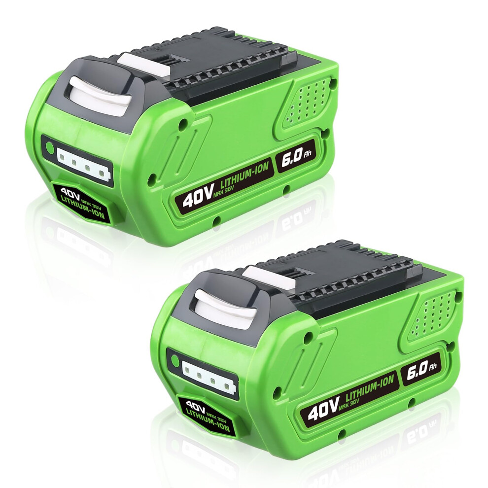 40V Battery Replacement 6.0Ah Dual Pack With Extended Runtime Power And Fast Recharge For Greenworks 9351714754347