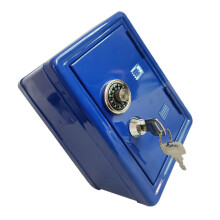 Mini Metal Piggy Bank for Kids Blue Coin Savings Box Small Iron Money Box 12 x 10 cm Secure Storage