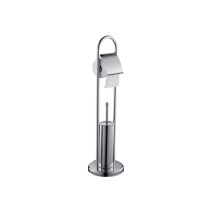 Toilet Brush and Holder Set, Stainless Steel 2 in 1 Design with Toilet Roll Holder for Bathroom