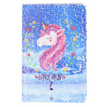 Blue Unicorn Sequin Notebook A5 Reversible Sequin Diary with Interactive Design for Kids and Drawing