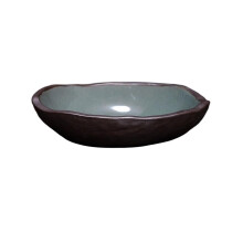 Chinese Style Ceramic Plant Tray with Vintage Icecrackle Glaze, Surface Protection for Potted Plants