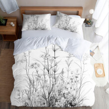 Floral Twin Duvet Cover Set Black and White Flower Bedding Soft Microfiber with Zipper Closure