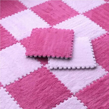 Soft Plush Carpet Interlocking Floor Mats 30x30 Foam Tiles Pink Rose Red for Home Gym Yoga Room