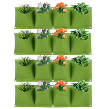 4Pcs Vertical Wall Planter, 4 Pocket Hanging Grow Bag with Breathable Felt for Herbs and Flowers, Green