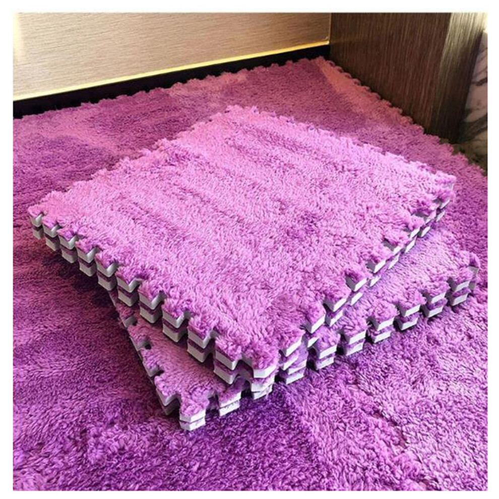 Foam Play Mat 12 Pcs 12X12x0.4in Soft Non‑Slip Interlocking Floor Tiles For Kids Playroom Or Nursery Purple