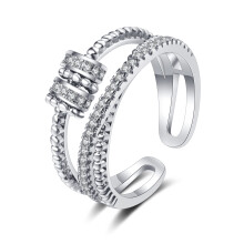To My Daughter Silver Fidget Ring for Women, Zircon Spinner Anxiety Relief Adjustable Open Band Jewelry