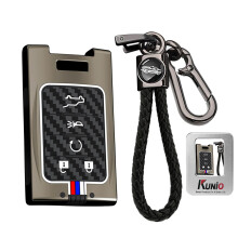 Key Fob Cover Zinc Alloy Carbon Fiber 5 Button Case for Cadillac Escalade XT5 CT5 CTS with Full Protection