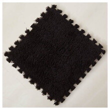 16 Pcs Interlocking Carpet Tiles Set, Soft Plush Foam Floor Mats for Living Room and Bedroom, Black Red