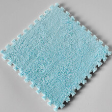 Light Blue Interlocking Carpet Tiles Set 10 Pieces, Soft Foam Comfort and Durable Carpet Surface for Home Office