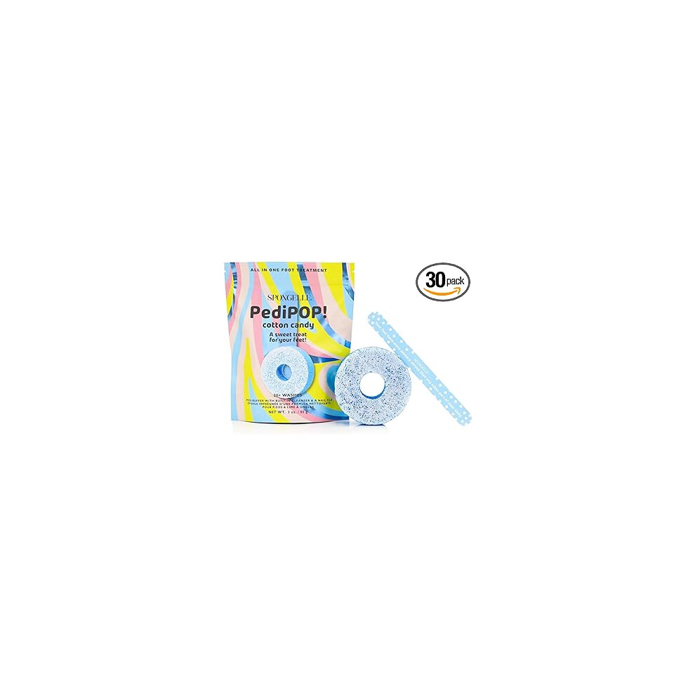 Spongelle Infused Sponge & Pedicure Nail File Pedi Pop Buffer Cotton Candy (20+ Uses) Spongellã© 85G