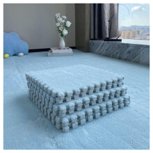 20Pcs Sky Blue Plush Foam Floor Mats 12x12 Inch Soft Interlocking Carpet Tiles for Living Room and Bedroom
