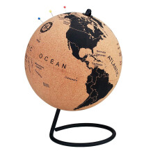 7 Inch Rotatable Cork Globe with Pins, Durable Cork World Map Travel Tracker for Home Office Decor