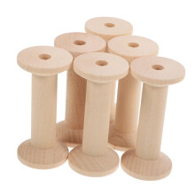 6Pcs Wooden Spools for Crafts Sewing Thread Holders, Unfinished Wood for DIY Projects