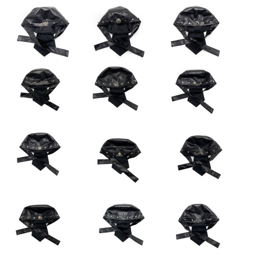Unisex Motorcycling Hat Soft PU Leather Skull Hat with-Type D 2