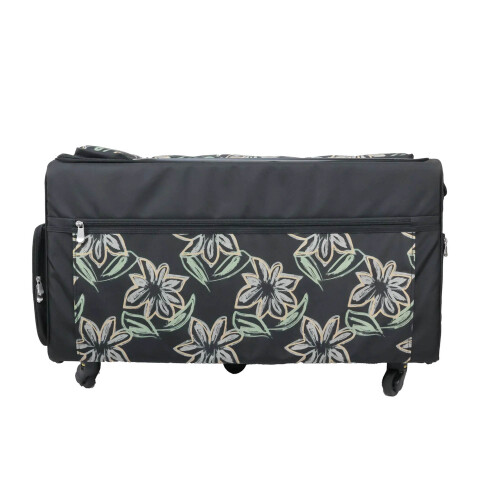 Jumbo 5 Wheel Collapsible Rolling Sewing Machine Storage Case, Floral 1