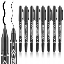10 Pack Dual Tip Black Brush Pens for Drawing and Lettering, QuickDry Permanent Markers