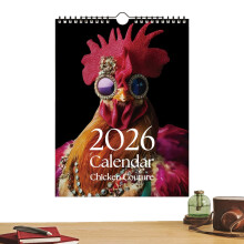 2026 Chicken Wall Calendar with Motivational Quotes, Artistic Hen Illustrations, Rustic Farmhouse Style
