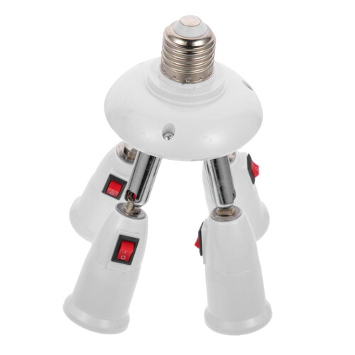 E27 Bulb Socket Adapter Splitter with Switch, Fireproof Durable Design for Flexible Lighting Conversion