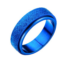 Matte Blue 6mm Stainless Steel Fidget Spinner Ring for Men Size 7, Smooth Spin Anxiety Relief Band