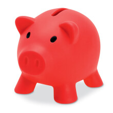 Red Piggy Bank for Coins and Cash, Plastic Money Box with Visible Saving Motivation, Ideal Gift