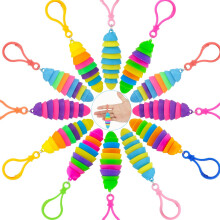 12 PCS Sensory Slug Toy Set, Flexible Articulated Fidget Caterpillar for Kids Stress Relief and Party Favors