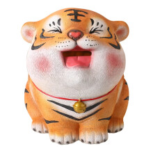 Cute Tiger Piggy Bank for Kids, Durable Resin Money Box Gift for Boys and Girls, Bright Orange 16x19x17cm