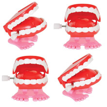 4 Pack Wind Up Chattering Teeth Toy Set – Funny Party Favor and Novelty Gag Gift for Kids
