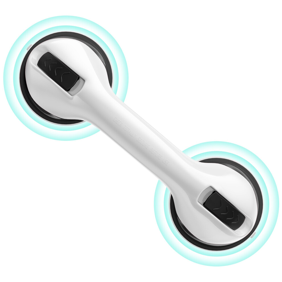 Black 12Inch Suction Shower Grab Bar With Strong Hold For Seniors, Nonslip Bathroom Safety Rail,