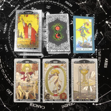 Waterproof Silver Foil Tarot Cards Deck 78 Complete Set with Guide Book and Elegant Hardcover Box